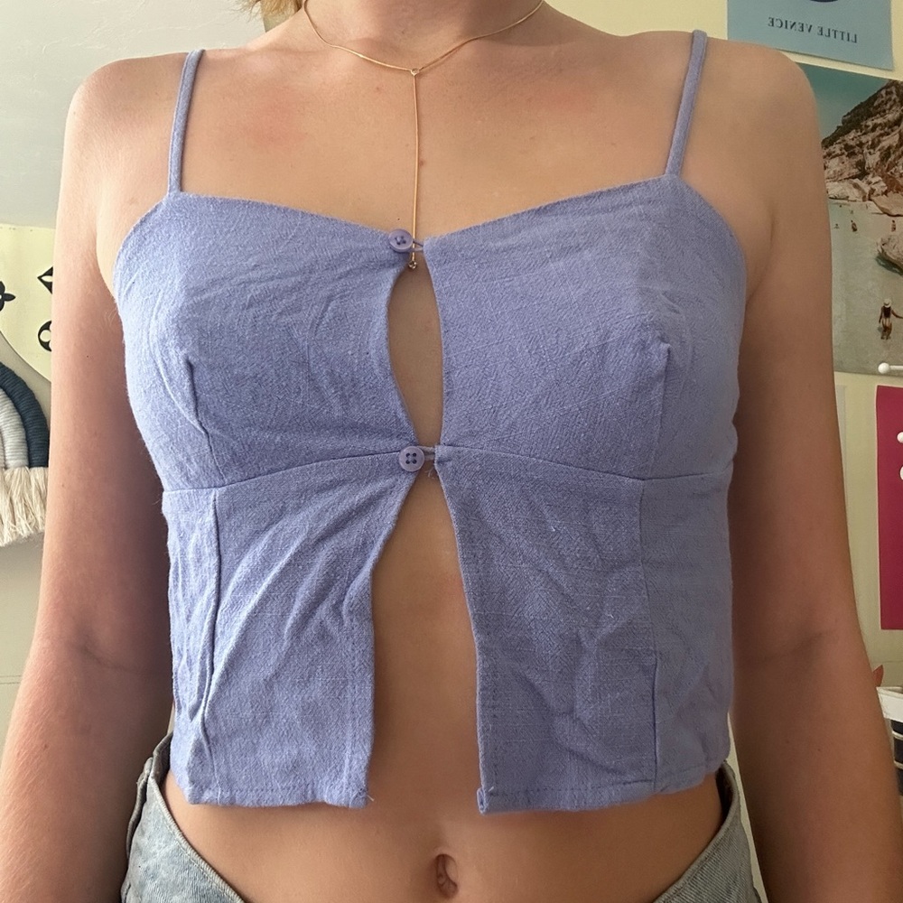Simple, purple button up top from PacSun